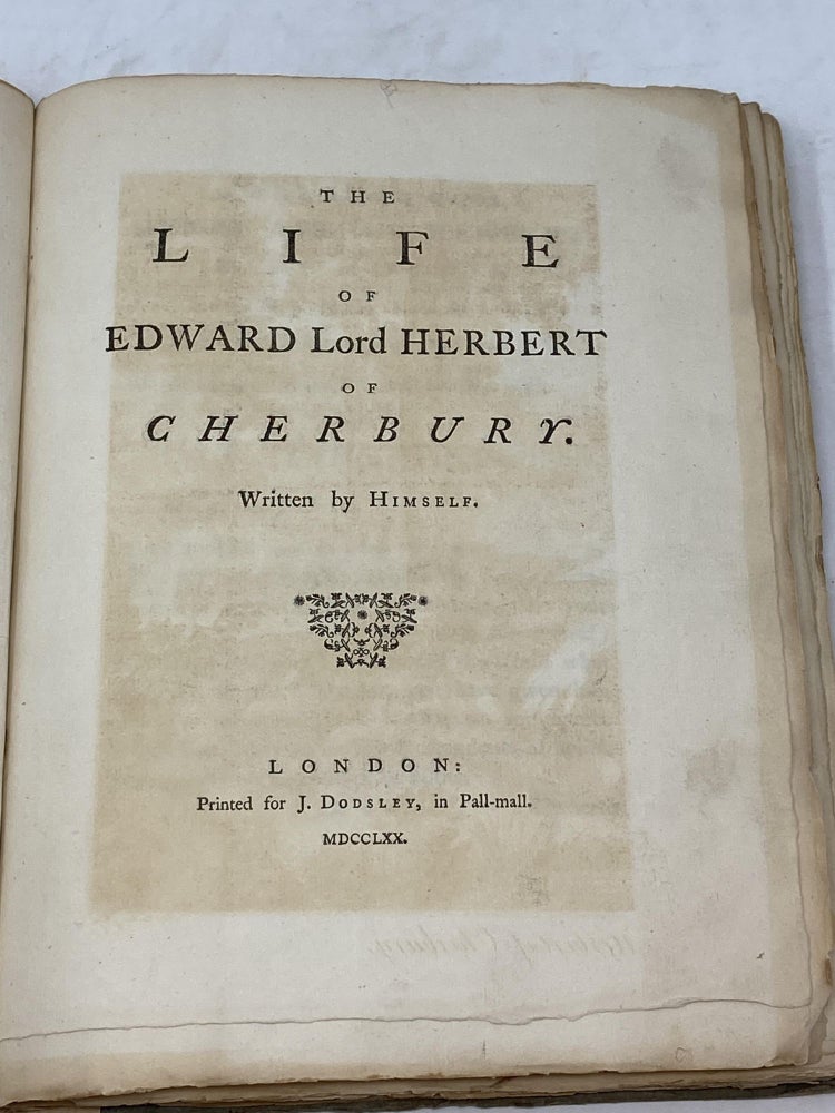 Item #81762 THE LIFE OF EDWARD LORD HERBERT OF CHERBURY. WRITTEN BY HIMSELF. Edward Lord Herbert, ed. Horace Walpole.
