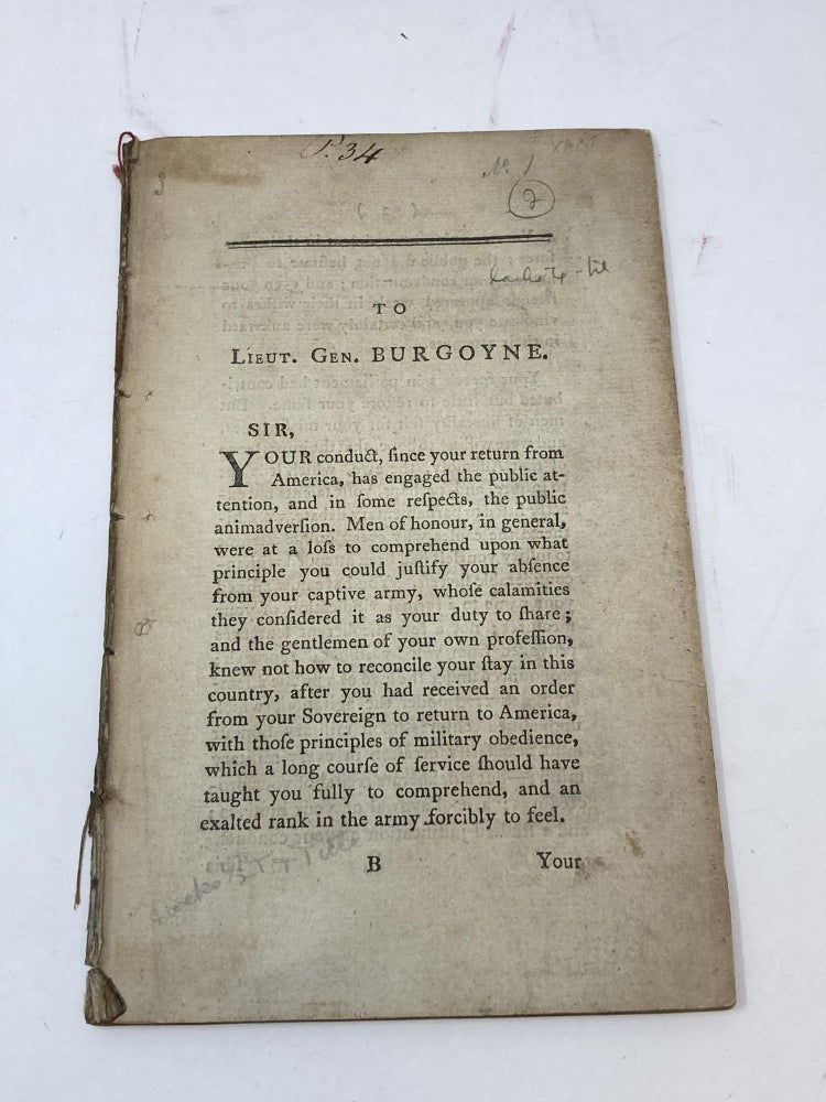 Item #84623 A REPLY TO LIEUTENANT GENERAL BURGOYNE'S LETTER TO HIS CONSTITUENTS. Anonymous.