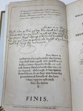 BIBLIOTHECA HIBERNICANA, OR A DESCRIPTIVE CATALOGUE OF A SELECT IRISH LIBRARY, COLLECTED FOR THE RIGHT HON. ROBERT PEEL. (SIGNED & INSCRIBED BY AUTHOR)