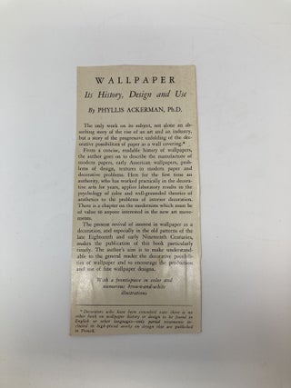 WALLPAPER: ITS HISTORY, DESIGN AND USE