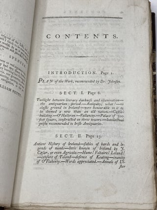 STRICTURES ON THE ECCLESIASTICAL AND LITERARY HISTORY OF IRELAND: FROM THE MOST ANCIENT TIMES TILL THE INTRODUCTION OF THE ROMAN RITUAL, AND THE ESTABLISHMENT OF PAPAL SUPREMACY, BY HENRY II, KING OF ENGLAND. ALSO, AN HISTORICAL SKETCH OF THE CONSTITUTION AND GOVERNMENT OF IRELAND FROM THE MOST EARLY AUTHENTICATED PERIOD DOWN TO THE YEAR 1783.