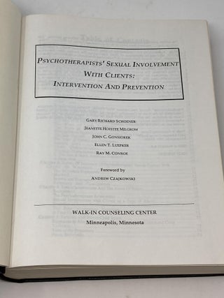 PSYCHOTHERAPISTS' SEXUAL INVOLVEMENT WITH CLIENTS; Foreward by Andrew Czajkowski