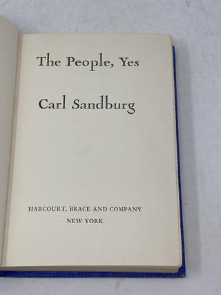 Item #85937 THE PEOPLE, YES (SIGNED). Carl Sandburg
