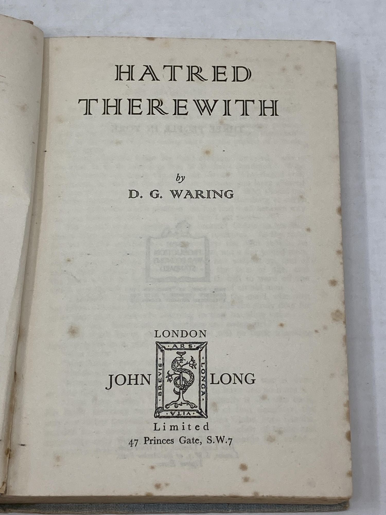 Waring, D.G. (Dorothy Grace) - Hatred Therewith