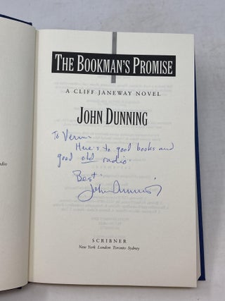 Item #86402 THE BOOKMAN'S PROMISE: A CLIFF JANEWAY NOVEL (SIGNED). John Dunning