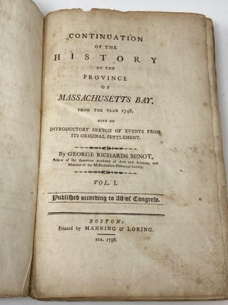 Item #86606 CONTINUATION OF THE HISTORY OF THE PROVINCE OF MASSACHUSETTS BAY FROM THE YEAR 1748...